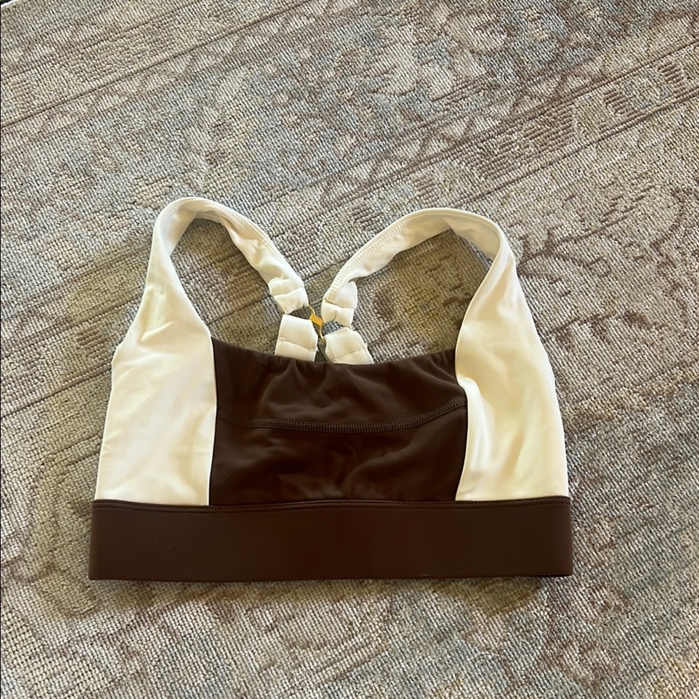 Brown and Cream Sports Bra